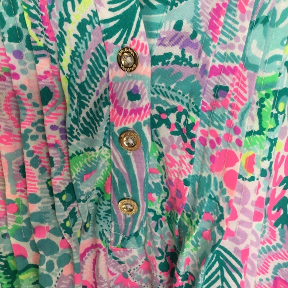 Lilly Pulitzer Golda Top Women's Size S Multi Banana Split Pintucked Printed - Picture 6 of 6